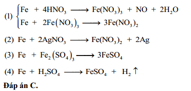 Phản ứng giữa Fe dư và HNO<sub onerror=